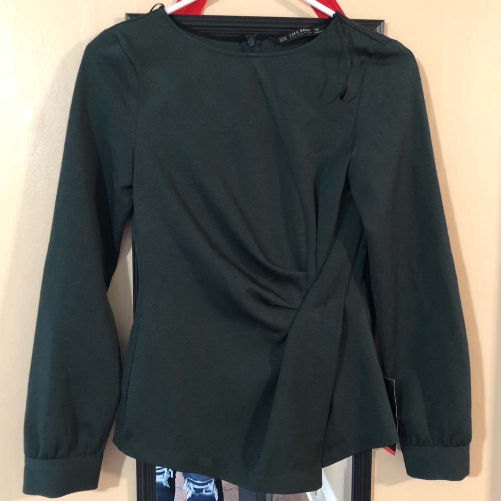 Zara Drape blouse green BNWT